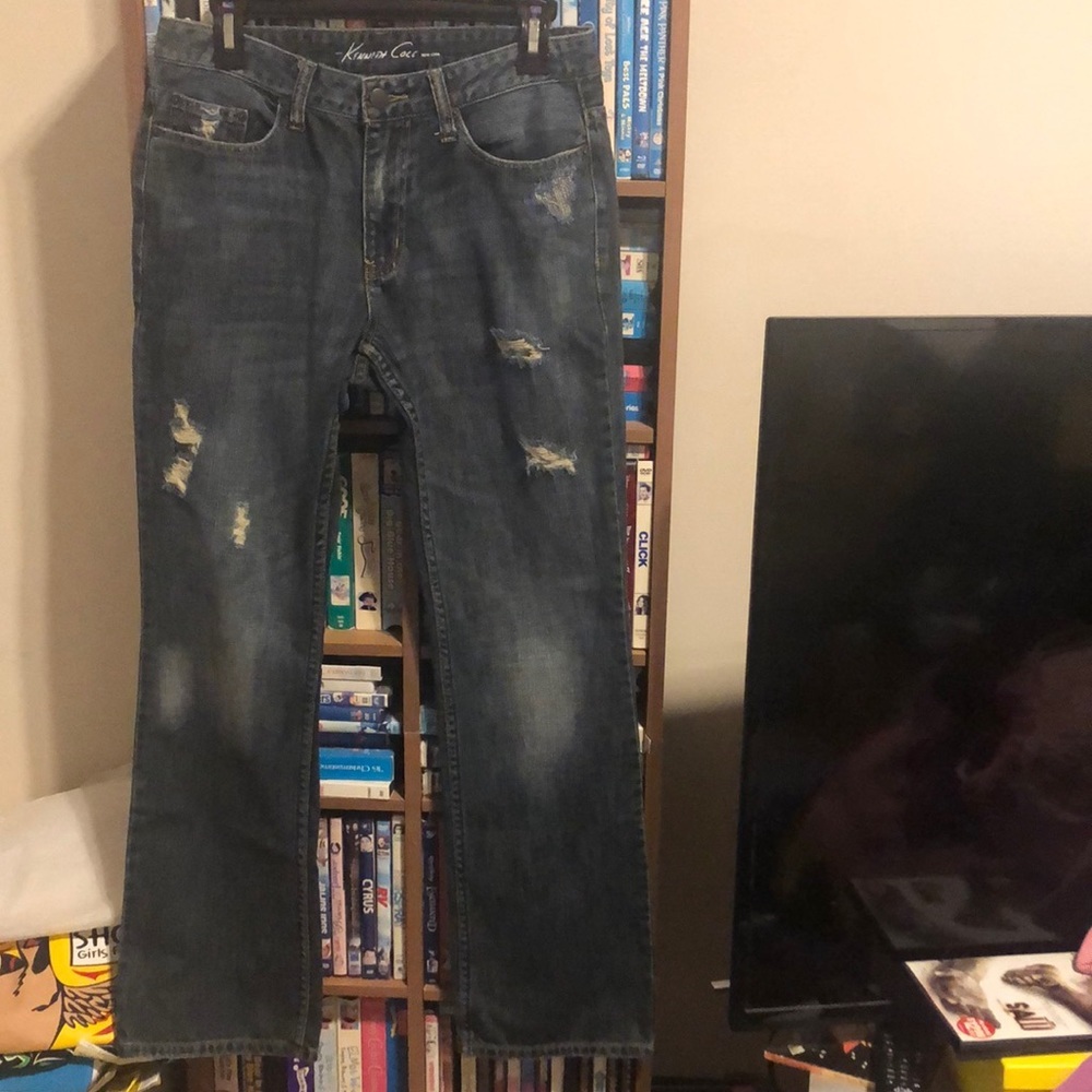 Kenneth Cole Distressed Jeans Medium Wash Jean